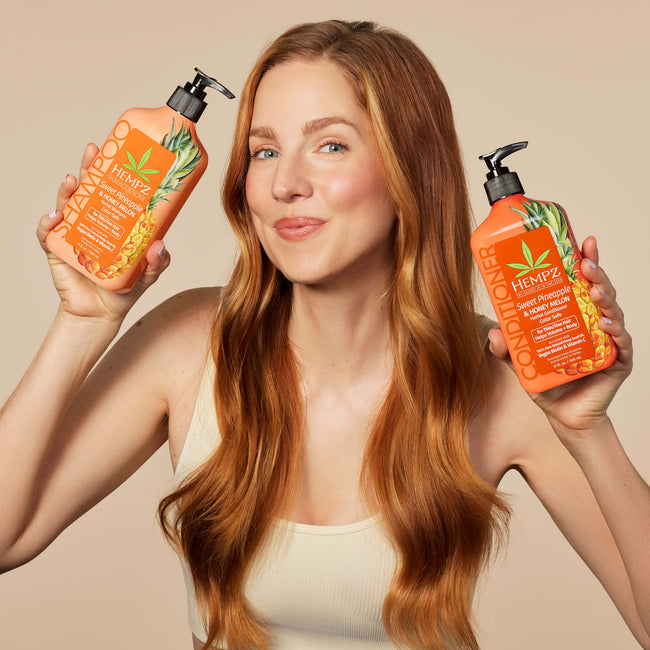Hempz Sweet Pineapple & Honey Melon Shampoo & Conditioner for Fine/Thin Hair with Vegan Biotin and Vitamin C